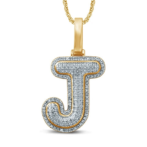 10KT 0.25-0.32CT D-BUBBLE LETTER " J "