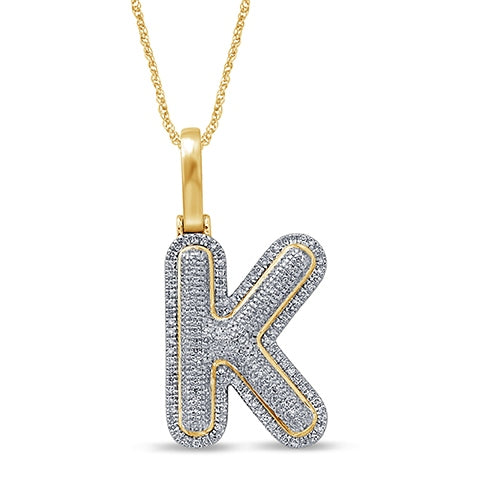 10KT 0.31-0.42CT D-BUBBLE LETTER " K "