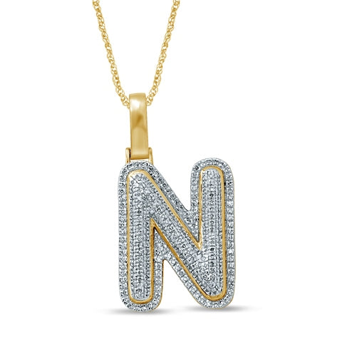 10KT 0.33-0.41CT D-BUBBLE LETTER " N "