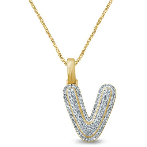 10KT 0.27-0.41CT D-BUBBLE INITIAL "V"
