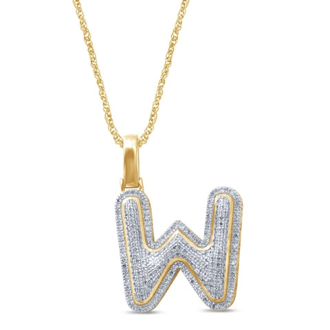 10KT 0.35-0.51CT D-BUBBLE LETTER " W "