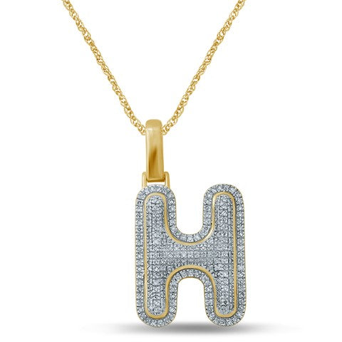 10KT 0.31-0.46CT D-BUBBLE LETTER " H "