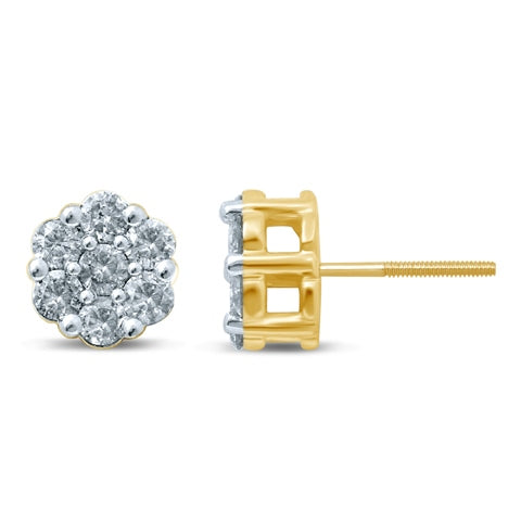 10KT 1.26-1.31CT D- FLOWER EARRINGS