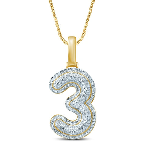 10KT 0.31-0.36CT D-BUBBLE LETTER "3"