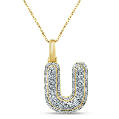 10KT 0.28-0.41CT D-BUBBLE LETTER " U "