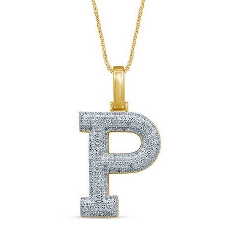 10KT 0.32-0.43CT D-MICROPAVE INITIALL " P"