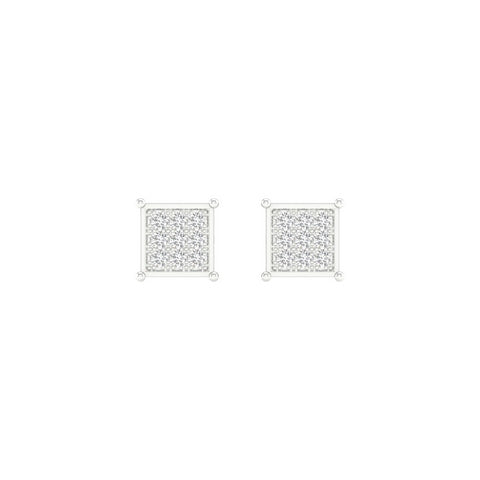 10KT 0.05CT D-MICROPAVE EARRINGS "SQUARE"
