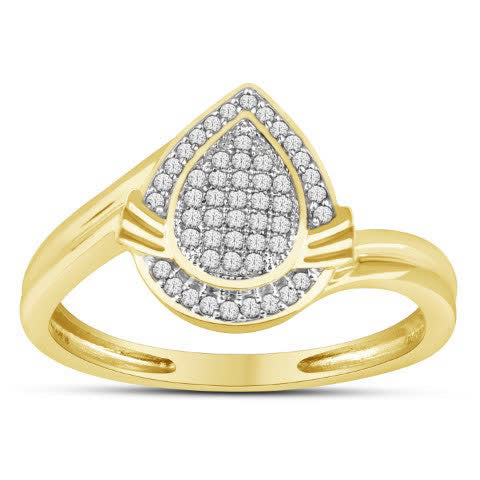 CLOSEOUT 10KT 0.12CT D-LADIES MICROPAVE RING "PEAR"