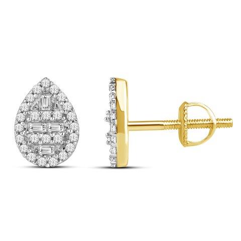 CLOSEOUT: 10KT 0.25CT D-BAGUETTES EARRINGS "PEAR"