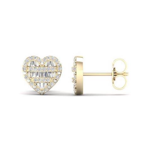 CLOSEOUT 10KT 0.22CT D-BAGUETTE EARRINGS "HEART"