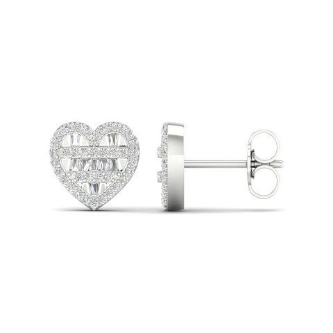 CLOSEOUT 10KT 0.33CT D-BAGUETTE EARRINGS "HEART"