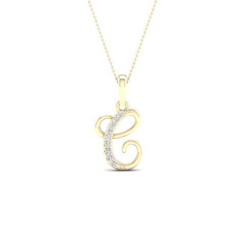 10KT 0.04CT D-LADIES INITIAL "C"
