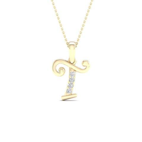 10KT 0.04CT D-LADIES INITIAL "T"