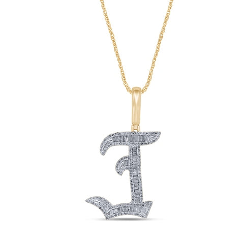 10KT 0.62 -0.69CT D-TATTOO INITIAL "J" BAGUETTES