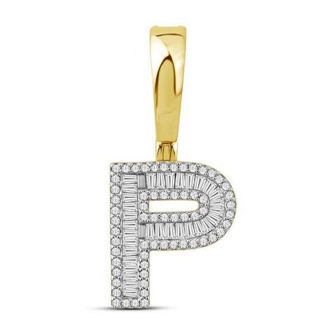 10KT 0.43CT D-BAGUETTE INITIAL "P"