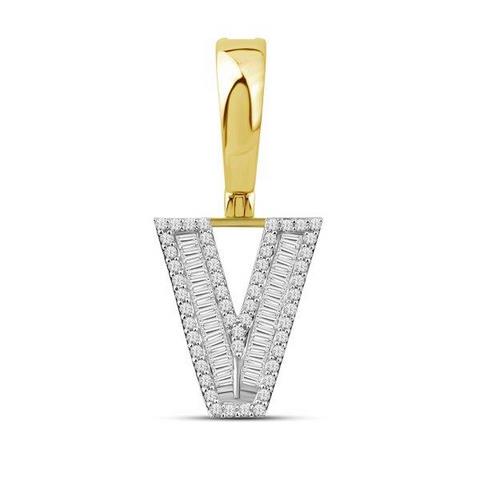 10K 0.33CT D-BAGUETTE INITIAL "V"