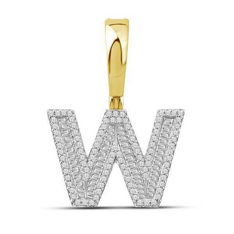 10KT 0.62CT D-BAGUETTE INITIAL "W"