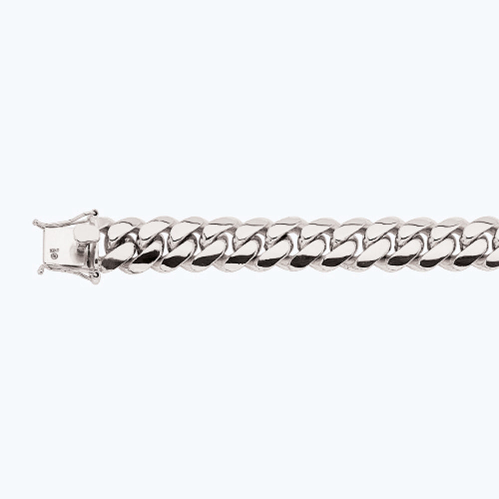 14K 15MM WHITE GOLD SOLID MIAMI CUBAN 18" CHAIN NECKLACE (AVAILABLE IN LENGTHS 7" - 30")