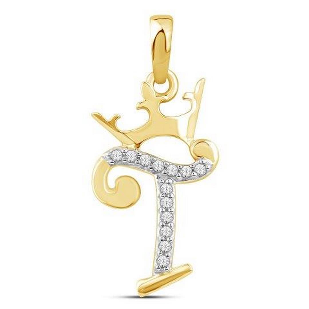10KT 0.04CT D-CROWN INITIAL "T"