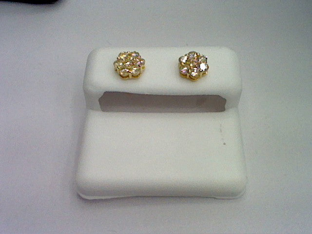10KT 0.98- 0.99CT D-FLAT FLOWER EARRINGS