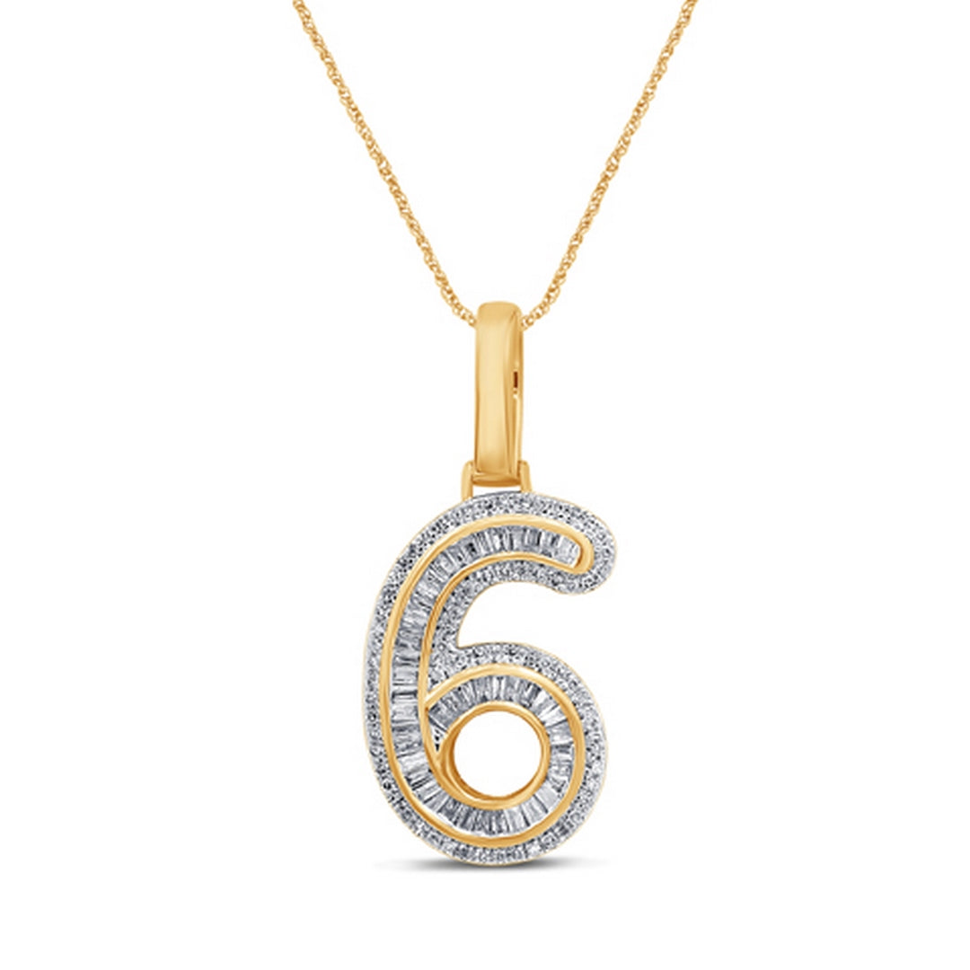 10KT 0.44- 0.45CT D-BAGUETTE INITIAL "NUMBER 6"