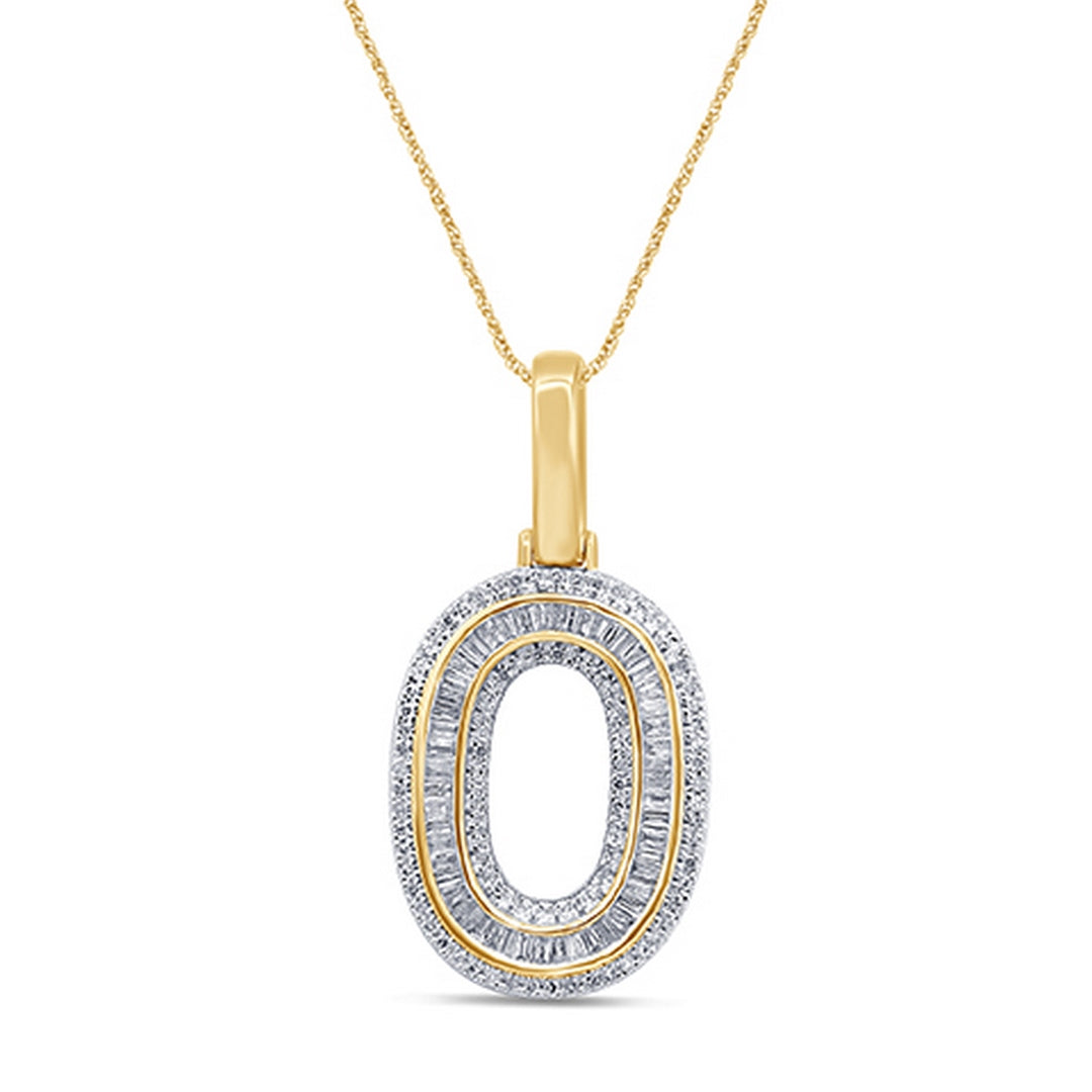 10KT 0.49CT D-BAGUETTE INITIAL "NUMBER 0"