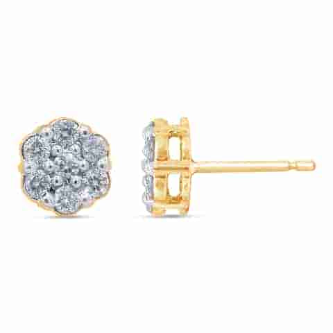 14KT 0.48-0.50CT D-FLOWER EARRINGS CERTIFIED