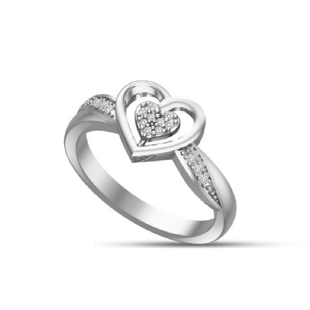 925 SS 0.03CT D- LADIES RING "HEART"