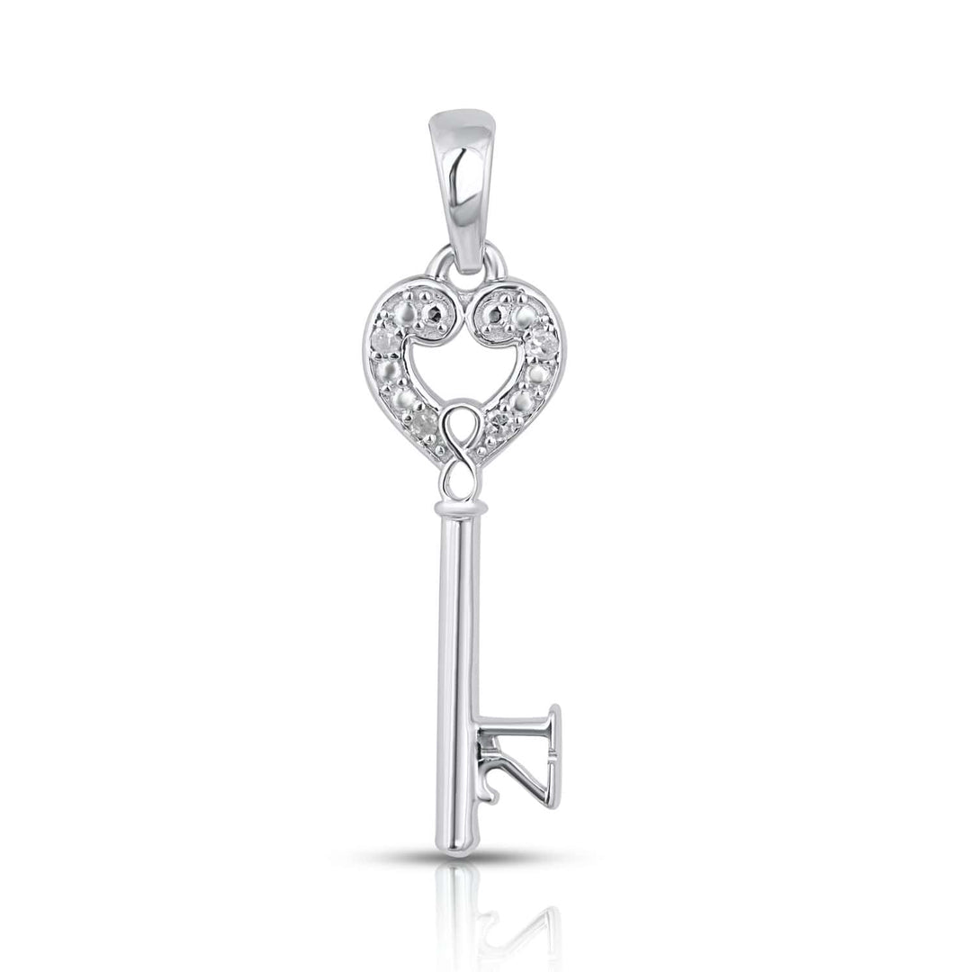 925 SS 0.02CT D- LADIES PENDANT "HEART KEY"