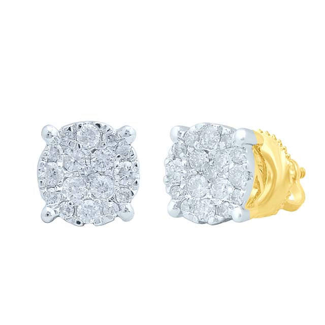 10K 0.33-0.40CT D-EARRING LDS RDS "SUPER FLOWER" MICRO PRONG