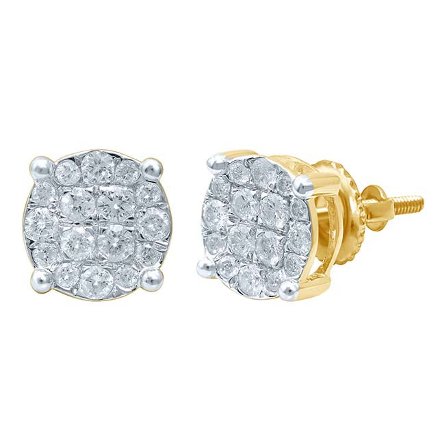 10K 0.72-0.78CT D-EARRING LDS RDS "SUPER FLOWER" MICRO PRONG