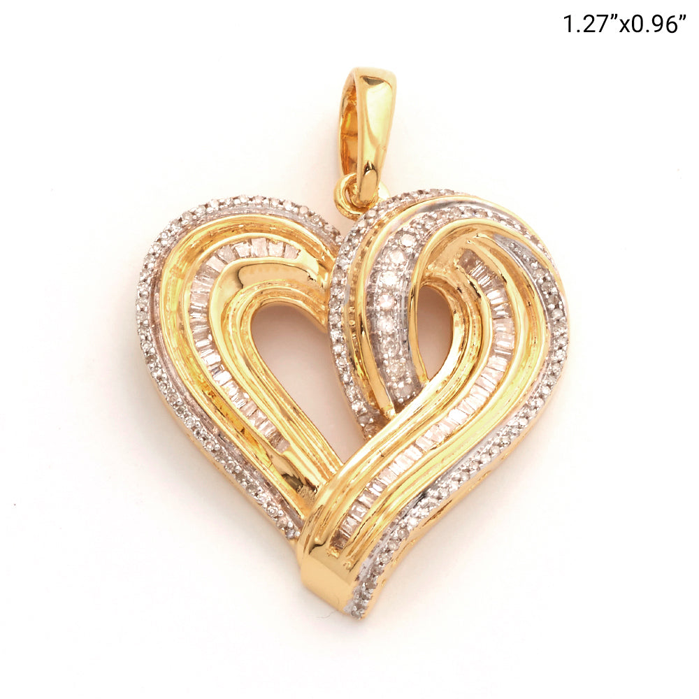 10KY 0.50CTW BAGUETTE DIAMOND HEART PENDANT