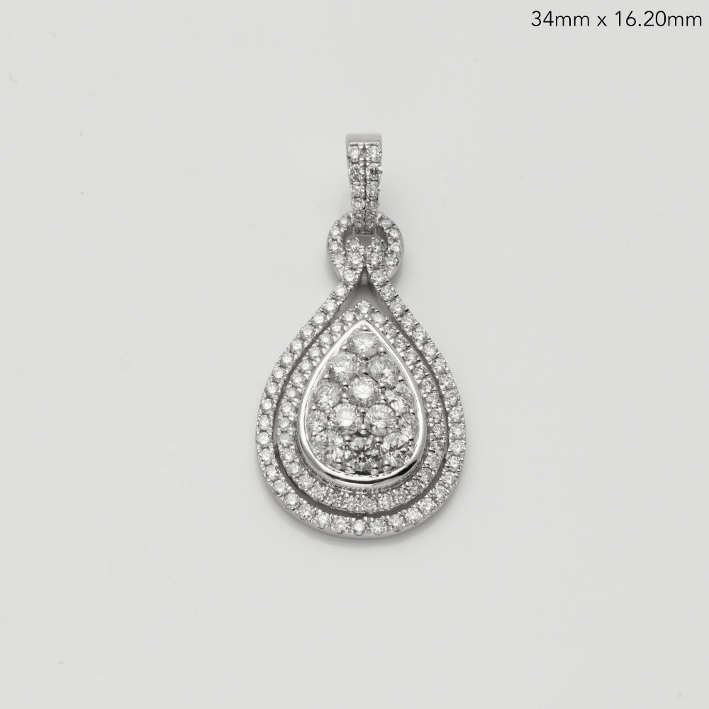 14KW 1.55CT DIAMOND TEARDROP SHAPE PENDANT