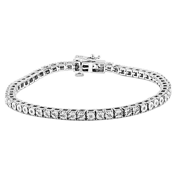925 SS 0.12-0.18CT D-BRACELET LDS RDS FANUC SIZE 7 INCH "1 ROW" 3.07MM