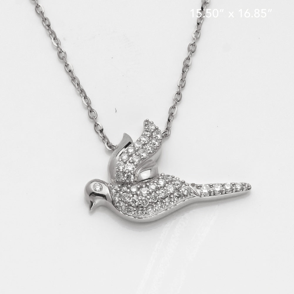 14KW 0.25CT DIAMOND DOVE NECKLACE