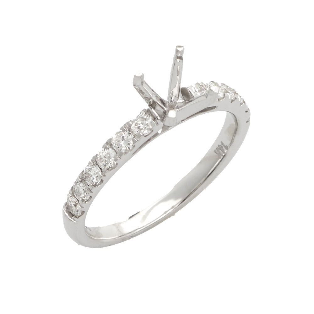 14KW 0.50CTW DIAMOND SEMI MOUNT RING - 4 PRONG PEG