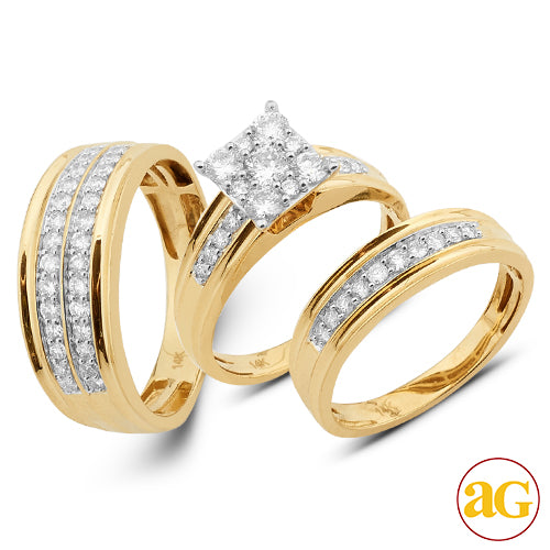 14KY 1.35CTW DIAMOND TRIO SET