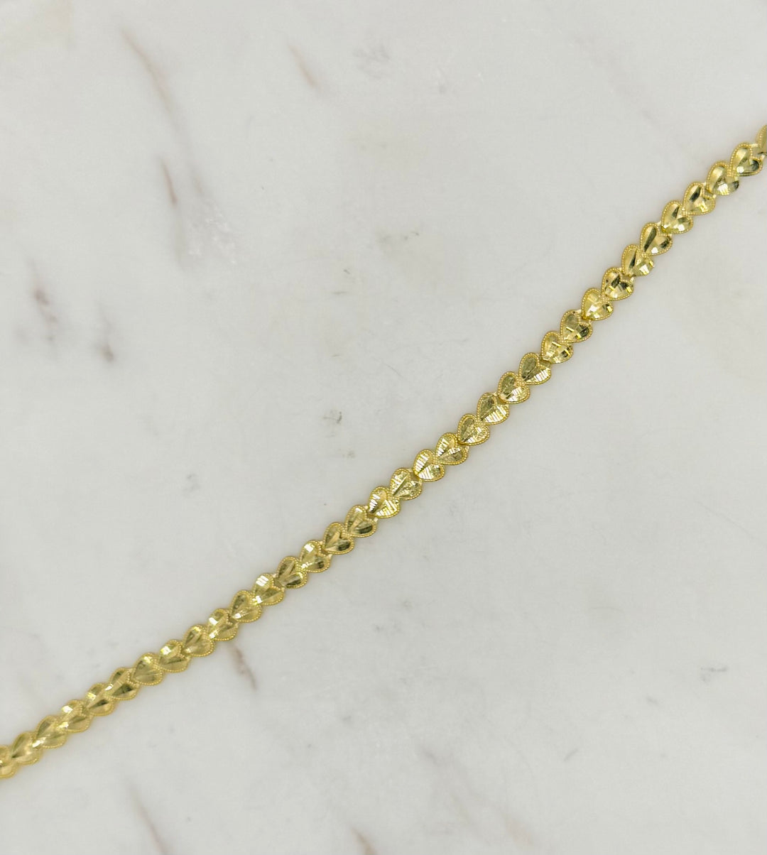 10K YELLOW GOLD HEART FANCY BRACELET