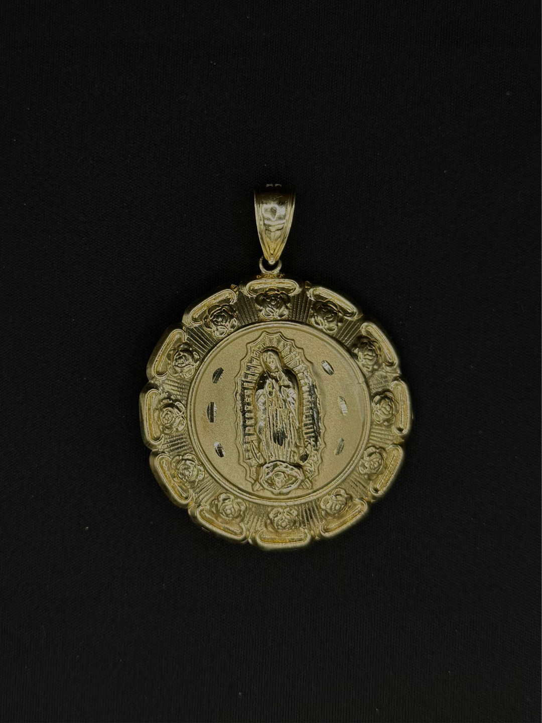 10K GOLD VIRGIN MARY/JESUS DIA CUT 3D PENDANT