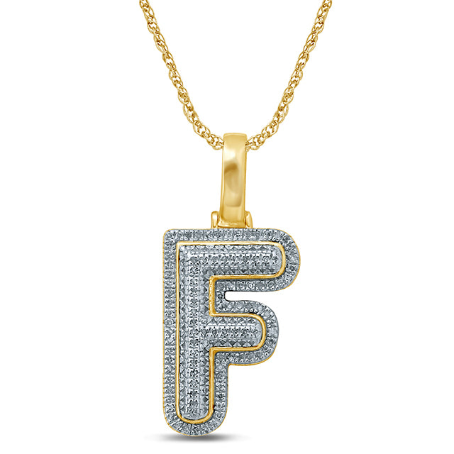 10KT 0.22-0.37CT D-BUBBLE LETTER " F "