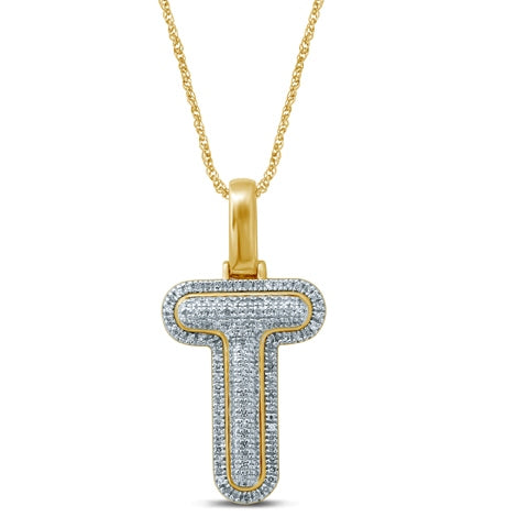 10KT 0.22-0.30CT D-BUBBLE LETTER " T "