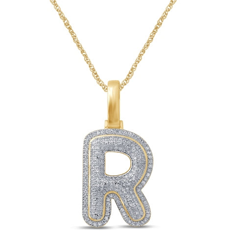 10KT 0.27-0.36CT D-BUBBLE LETTER " R "