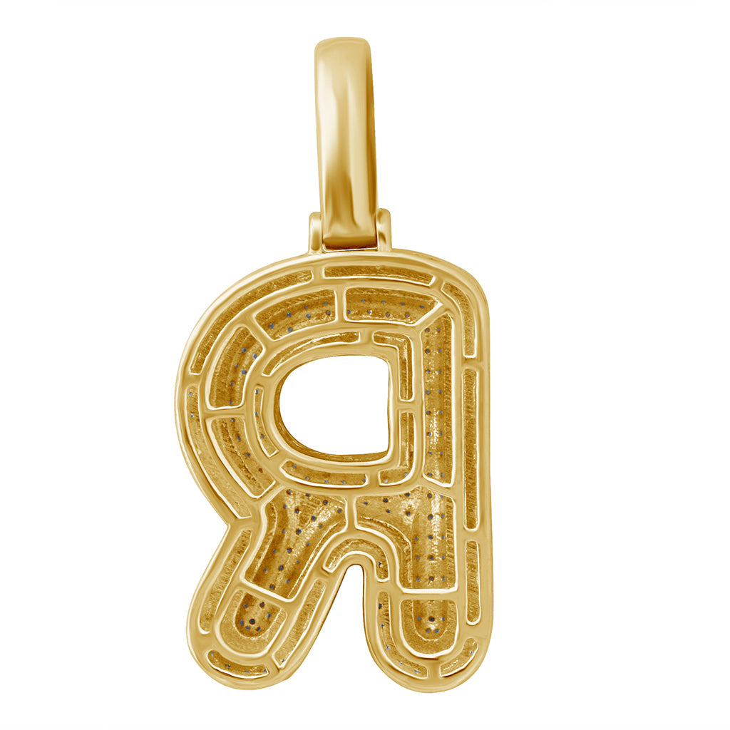 10KT 0.27-0.36CT D-BUBBLE LETTER " R "