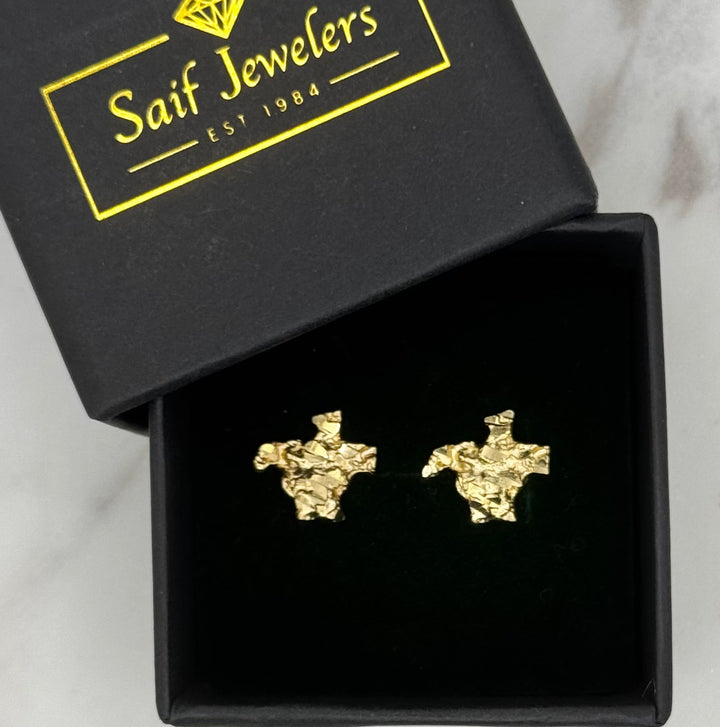 10K GOLD TEXAS NUGGET EARRING