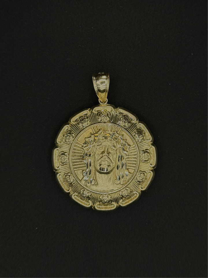 10K GOLD VIRGIN MARY/JESUS DIA CUT 3D PENDANT