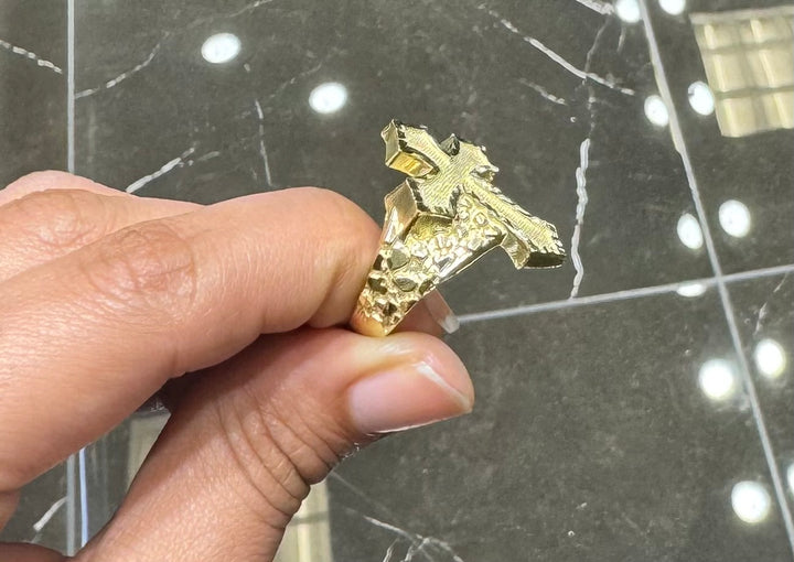 10K CROSS NUGGET PENDANT