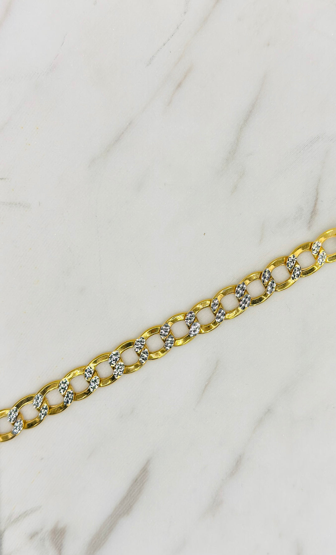 10K YELLOW GOLD DIA CUT HOLLOW CUBAN BRACELET