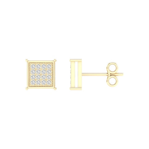 10KT 0.09- 0.10CT D-MICROPAVE  EARRINGS  "SQUARE"