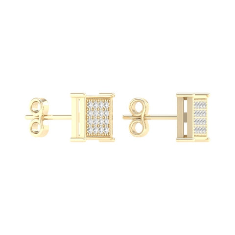 10KT 0.09- 0.10CT D-MICROPAVE  EARRINGS  "SQUARE"