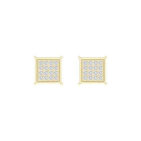 10KT 0.09- 0.10CT D-MICROPAVE  EARRINGS  "SQUARE"